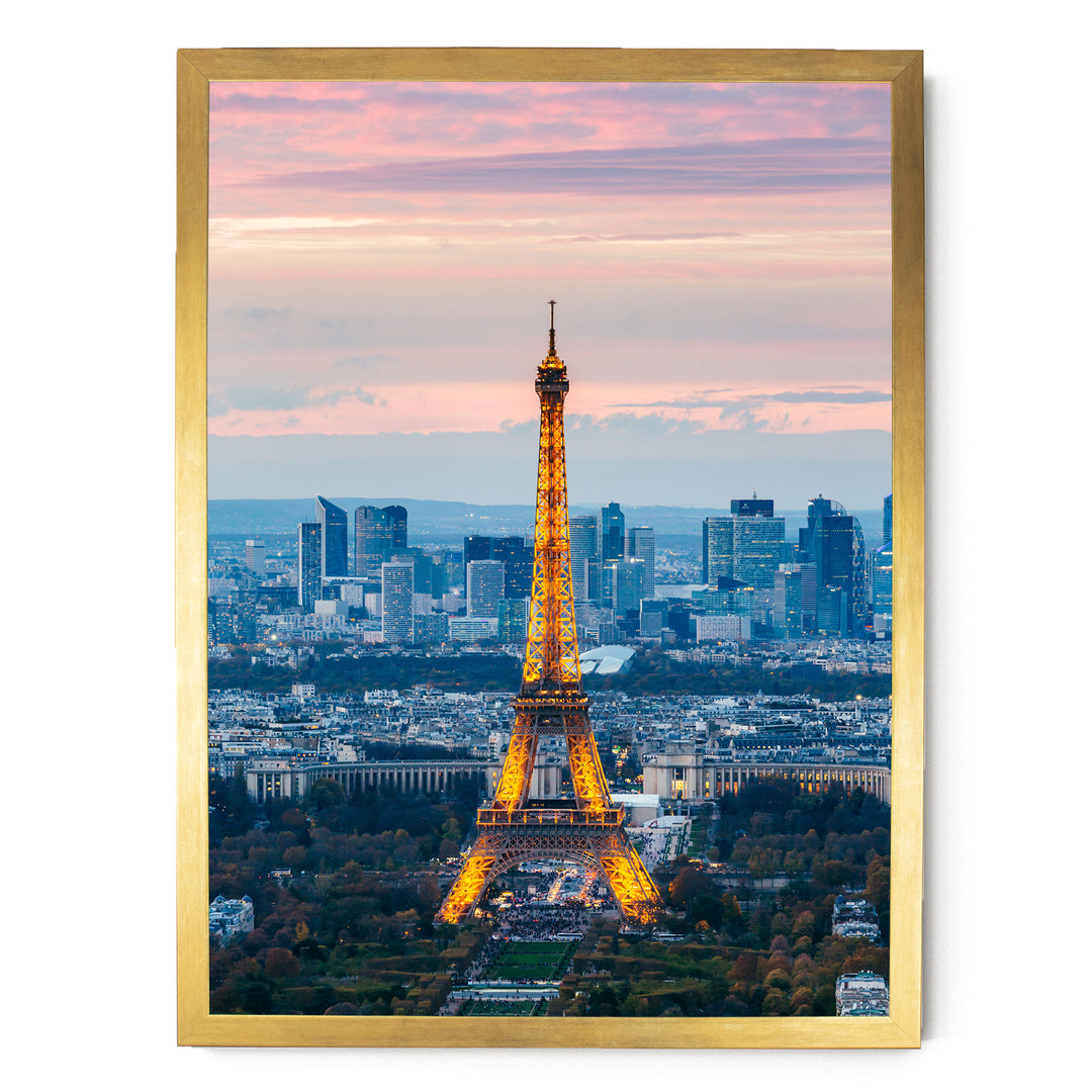 Eiffel Tower at Sunset, Paris, France – fine art print in a gold frame, no mat