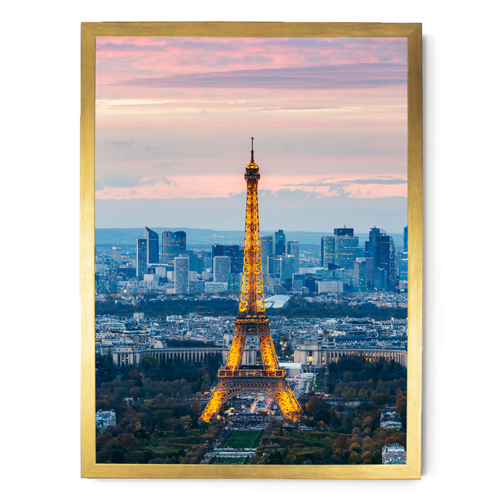 Eiffel Tower at Sunset, Paris, France – fine art print in a gold frame, no mat