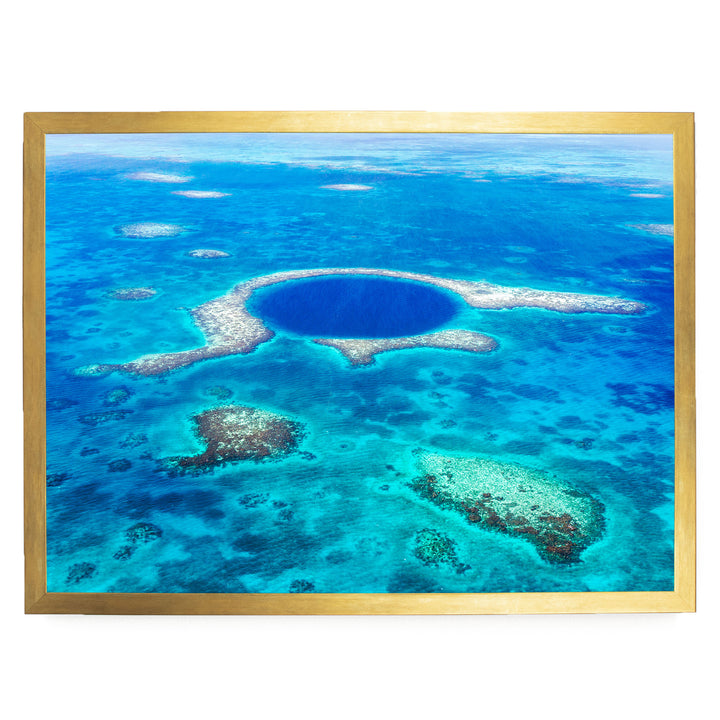The Great Blue Hole, Belize – fine art print in a gold frame, no mat