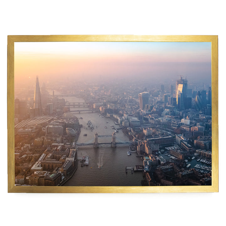 London Aerial II, England – fine art print in a gold frame, no mat