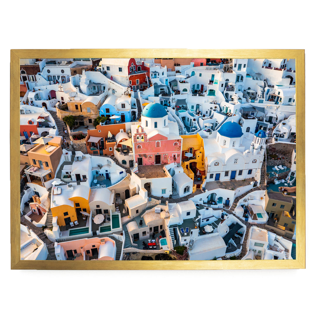 Santorini Colors, Oia, Greece – fine art print in a gold frame, no mat