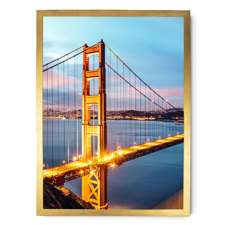 Dawn at the Golden Gate II, San Francisco, California – fine art print in a gold frame, no mat