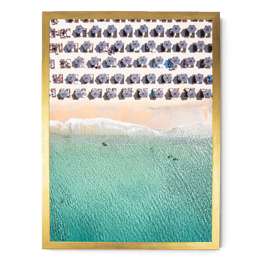 Mykonos Beach II, Elia, Greece – fine art print in a gold frame, no mat