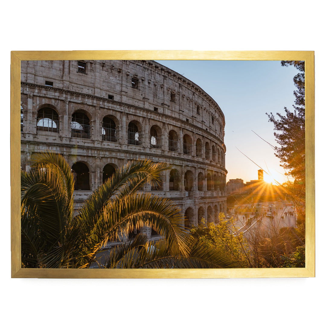 Colosseum at Sunset I, Rome, Italy – fine art print in a gold frame, no mat