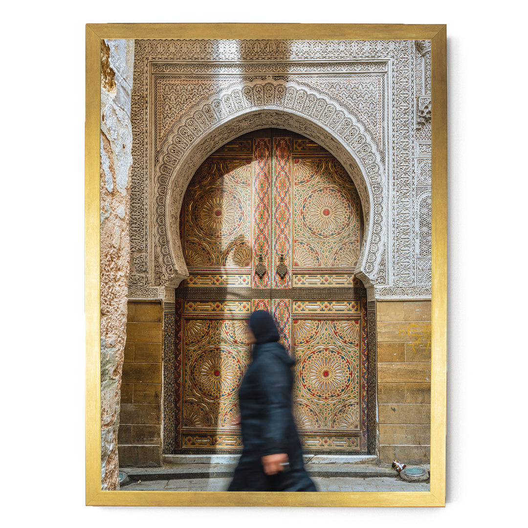 At the Medina, Fes, Morocco – fine art print in a gold frame, no mat