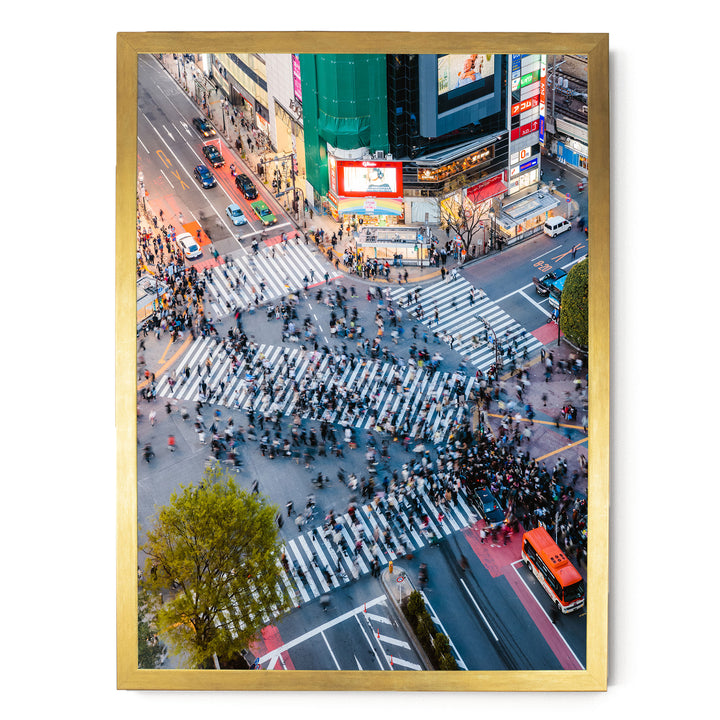 Shibuya Crossing II, Tokyo, Japan – fine art print in a gold frame, no mat