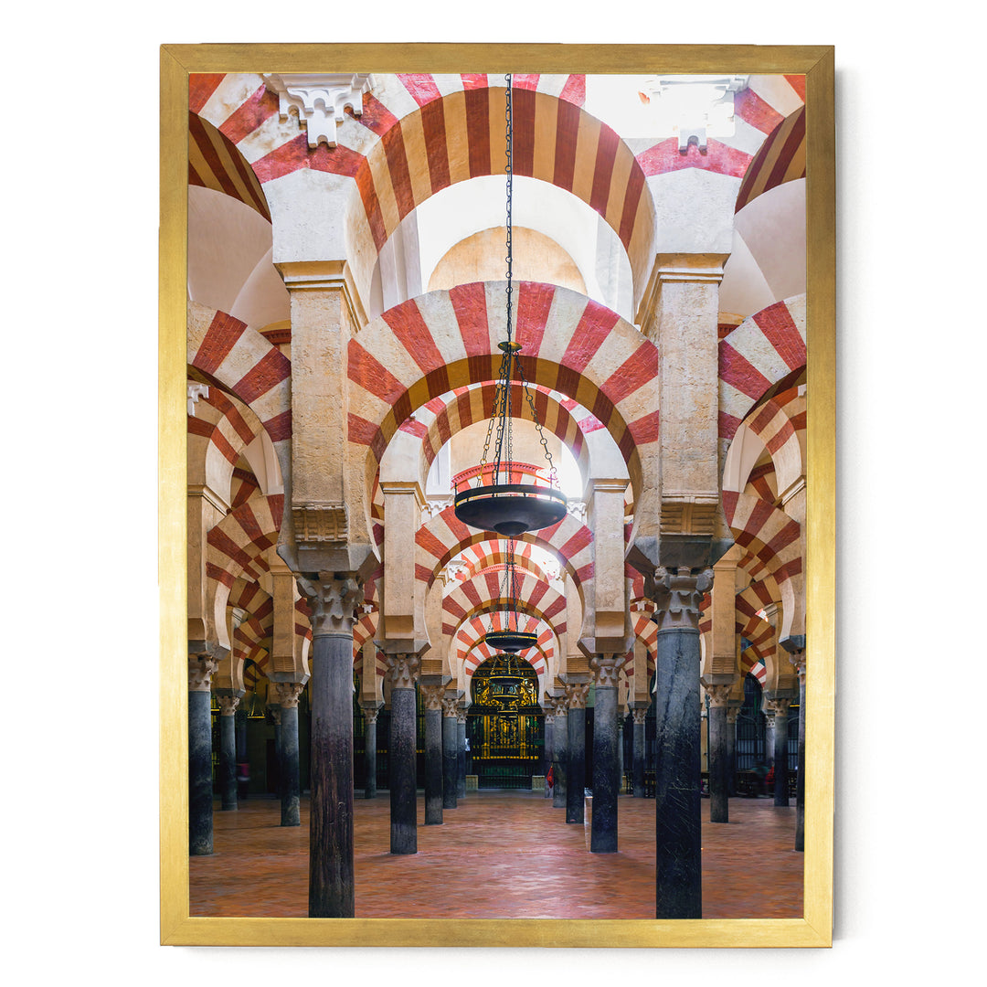Moorish Arches I, Mezquita, Córdoba, Spain – fine art print in a gold frame, no mat