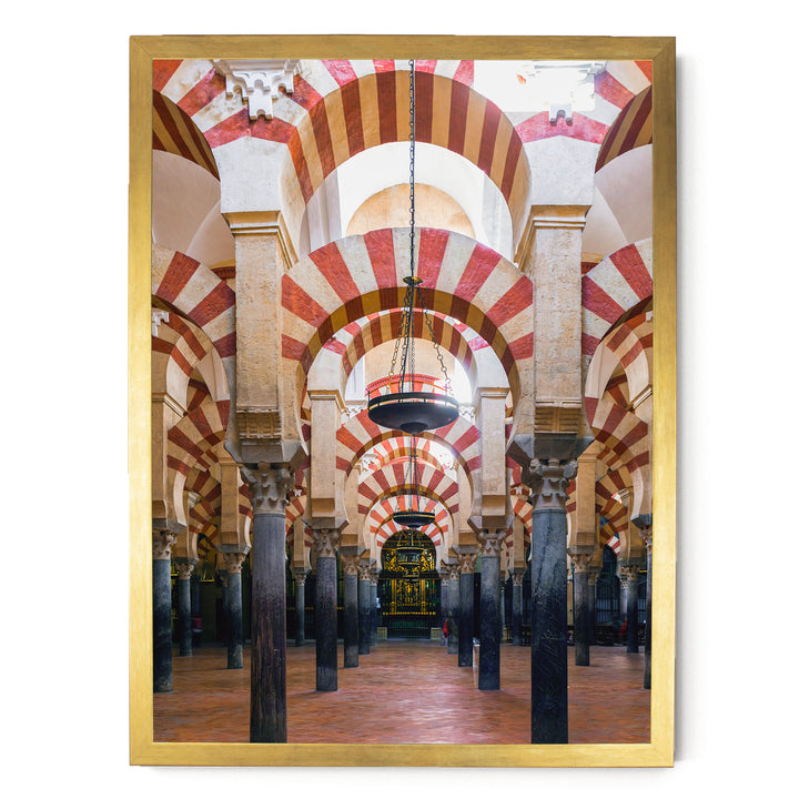 Moorish Arches I, Mezquita, Córdoba, Spain – fine art print in a gold frame, no mat
