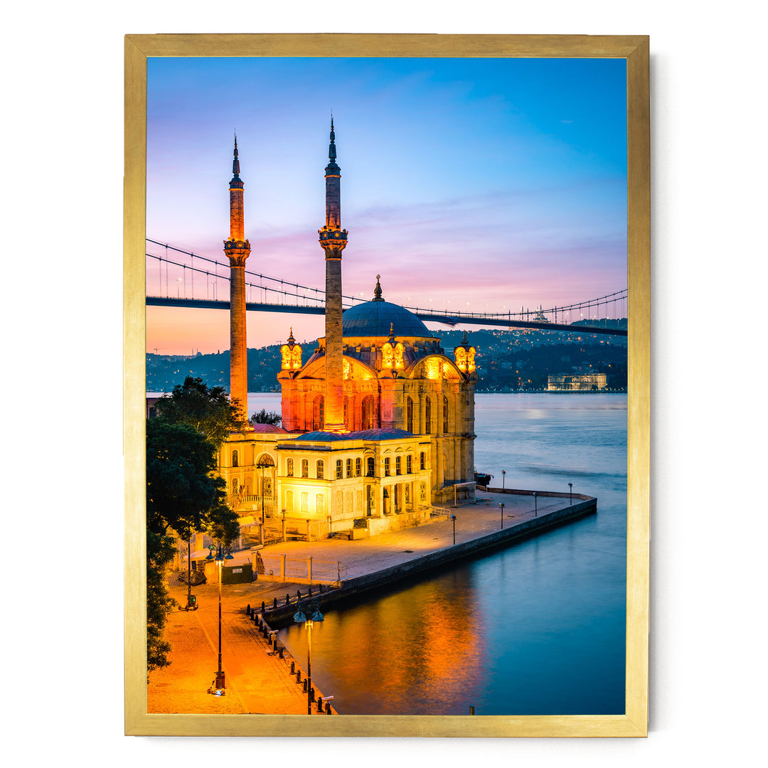 Dawn in Istanbul, Turkey – fine art print in a gold frame, no mat