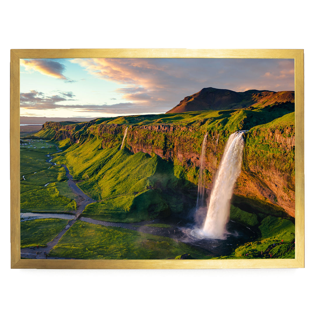 Seljalandsfoss Waterfall, Iceland – fine art print in a gold frame, no mat