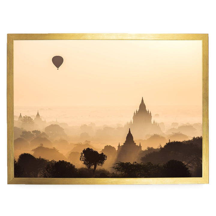 Sunrise in Bagan, Myanmar I – fine art print in a gold frame, no mat