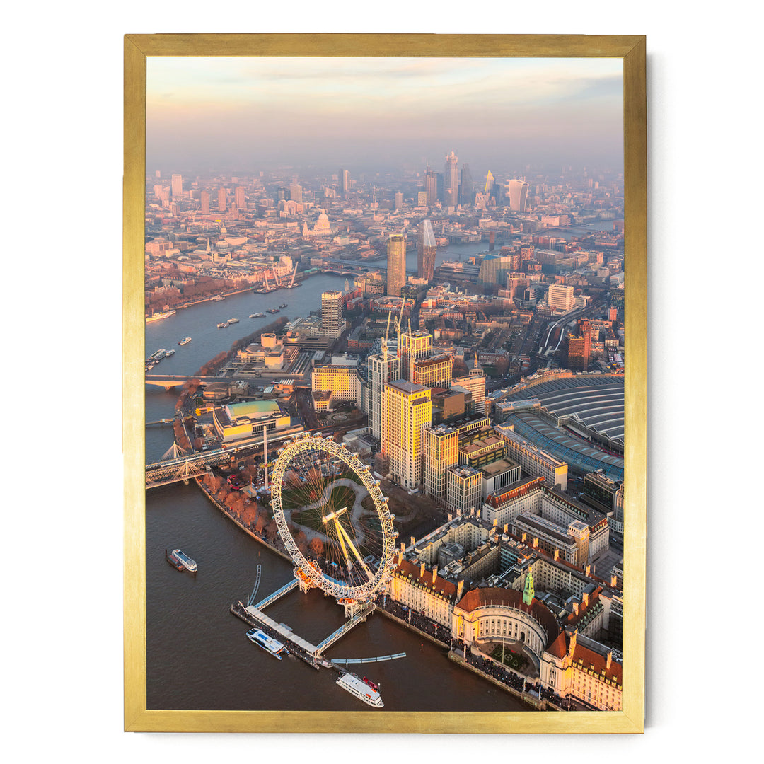 London Aerial I, England – fine art print in a gold frame, no mat