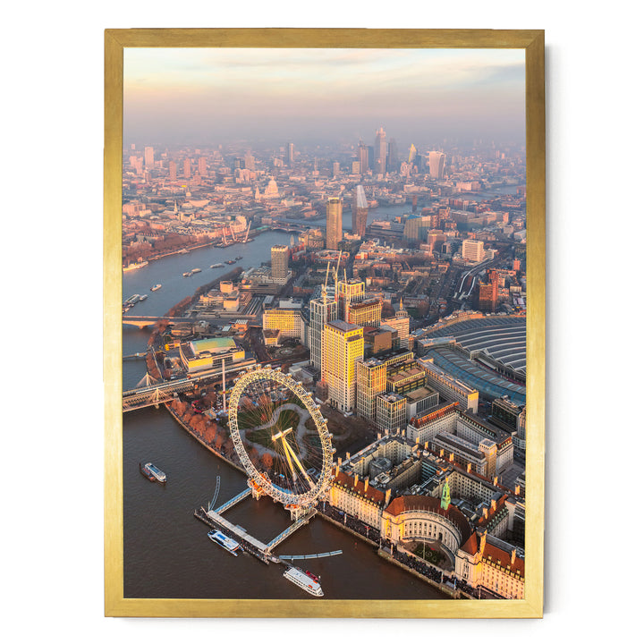 London Aerial I, England – fine art print in a gold frame, no mat