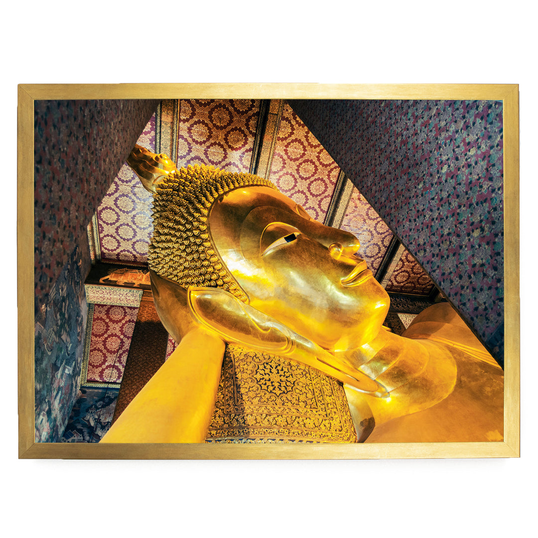 Reclining Buddha, Bangkok, Thailand – fine art print in a gold frame, no mat