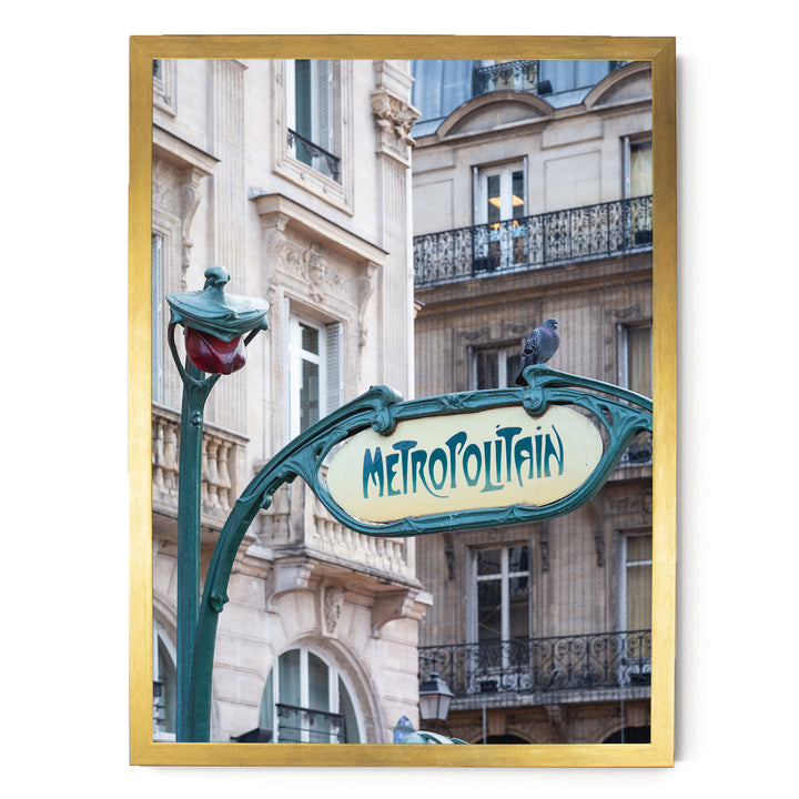 Metro Sign, Paris II, France – fine art print in a gold frame, no mat