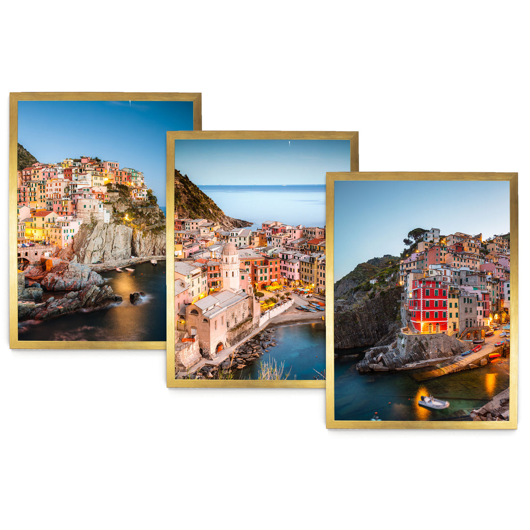Cinque Terre, Liguria, Italy – Print Set – fine art print set in gold frames, no mat