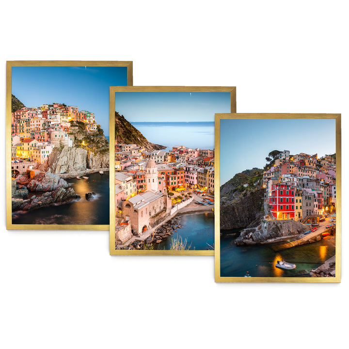 Cinque Terre, Liguria, Italy – Print Set – fine art print set in gold frames, no mat