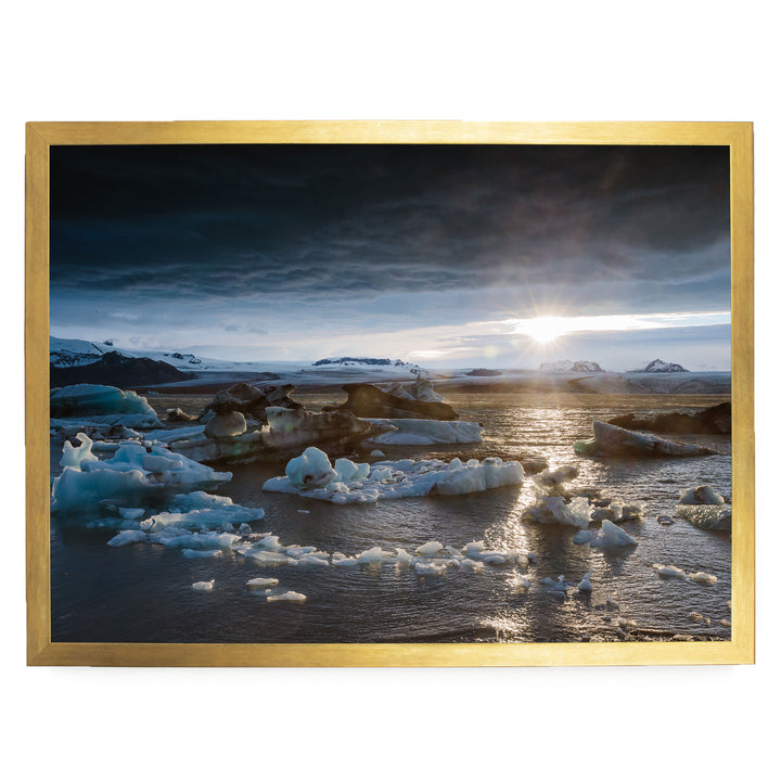 Midnight Sun, Iceland – fine art print in a gold frame, no mat