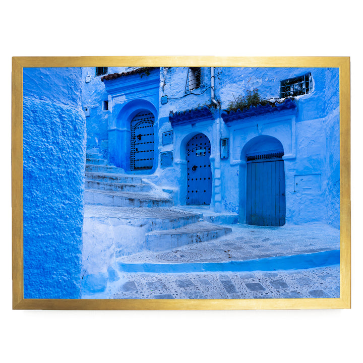 In the Streets of Chefchaouen, Morocco – fine art print in a gold frame, no mat