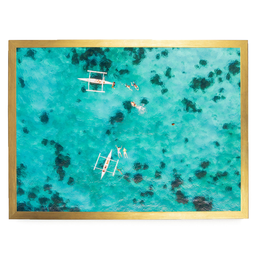 Snorkeling in the Sea, Maldives – fine art print in a gold frame, no mat