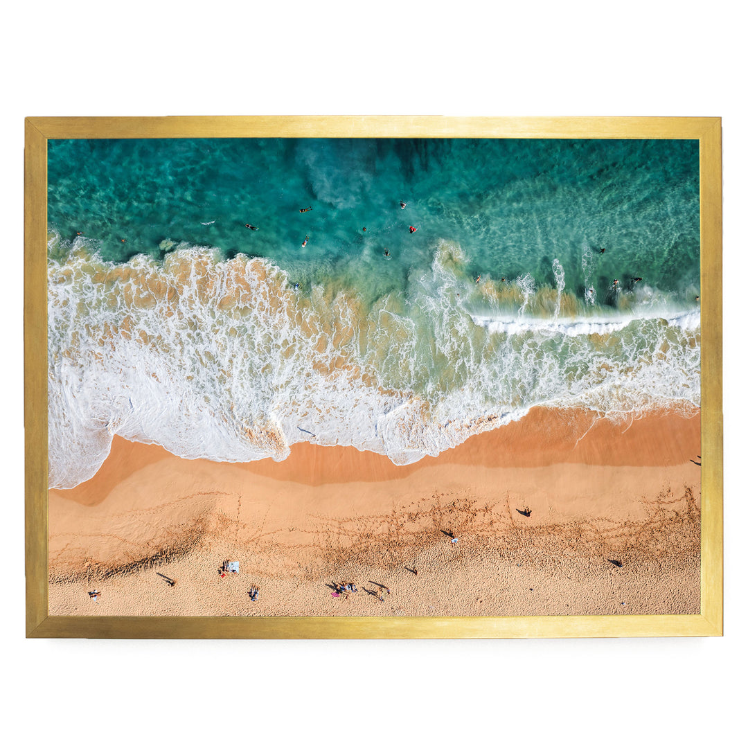 Hawaiian Beach, Oahu, Hawaii – fine art print in a gold frame, no mat