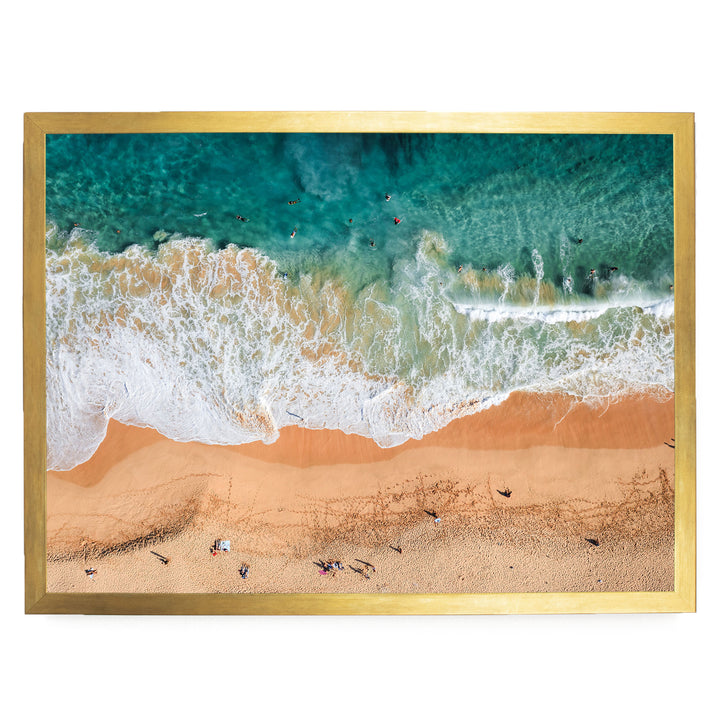 Hawaiian Beach, Oahu, Hawaii – fine art print in a gold frame, no mat