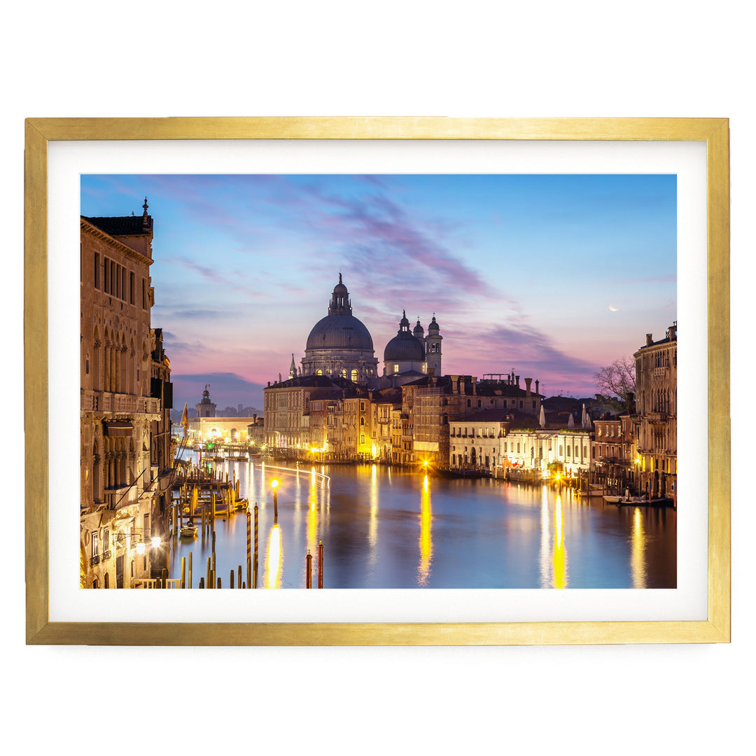 Dawn at the Accademia, Venice, Italy – fine art print in a gold frame with white mat