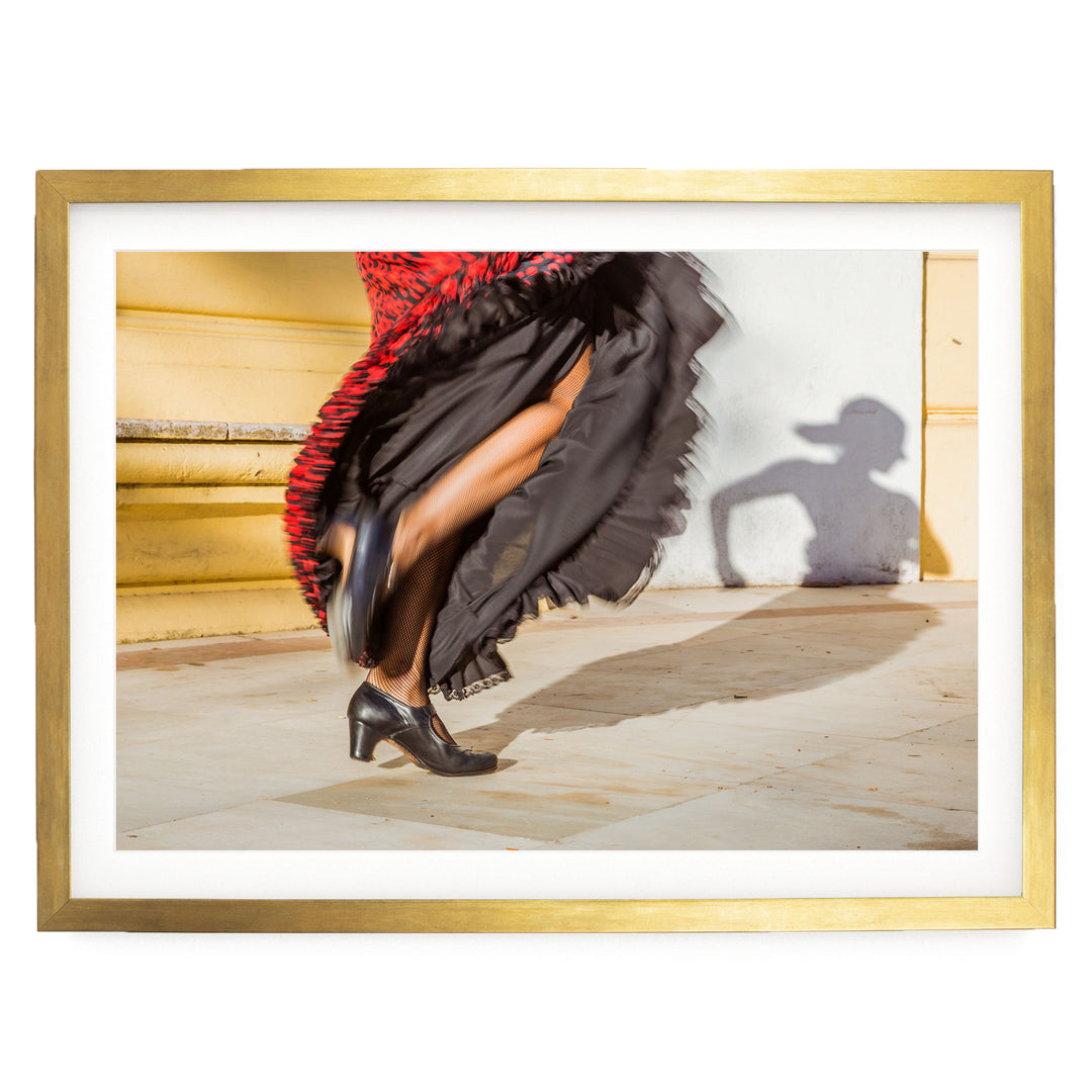 Flamenco Dancer, Andalusia, Spain – fine art print in a gold frame with white mat