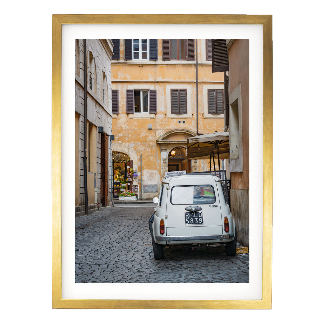 Alleys of Rome III, Italy – fine art print in a gold frame with white mat