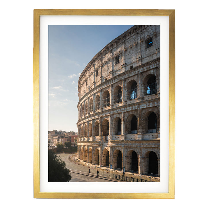 Colosseum at Sunrise III, Rome, Italy – fine art print in a gold frame with white mat
