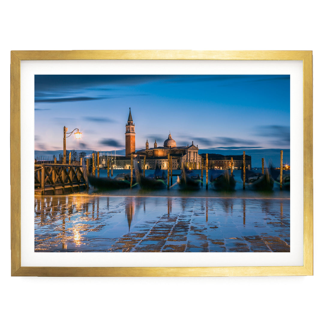 San Marco at Blue Hour, Venice, Italy – fine art print in a gold frame with white mat