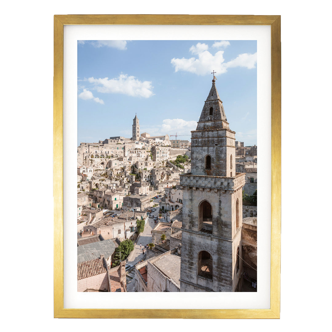 Old Town, Sassi di Matera, Italy – fine art print in a gold frame with white mat