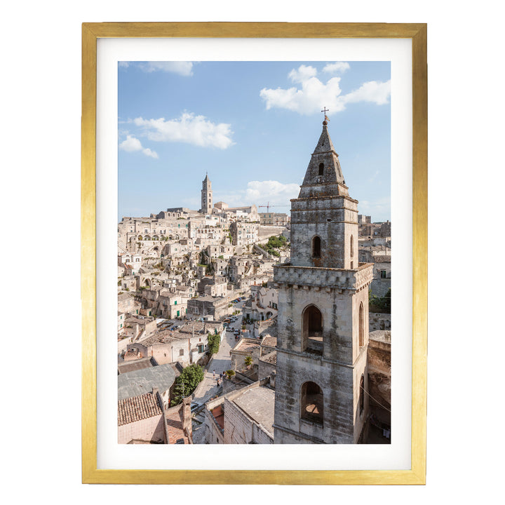 Old Town, Sassi di Matera, Italy – fine art print in a gold frame with white mat