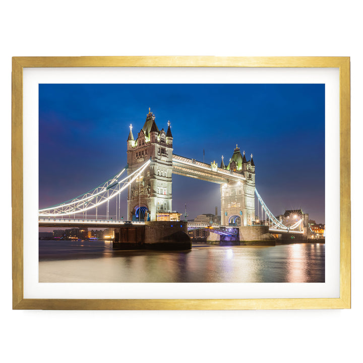 Tower Bridge, London, England – fine art print in a gold frame with white mat