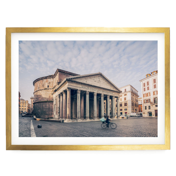 Pantheon, Rome, Italy – fine art print in a gold frame with white mat