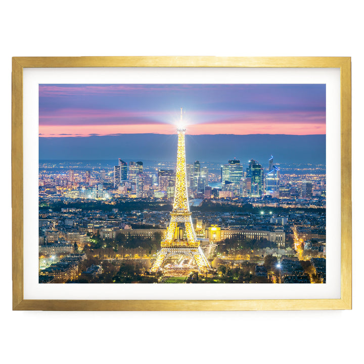 Night in Paris I, France – fine art print in a gold frame with white mat
