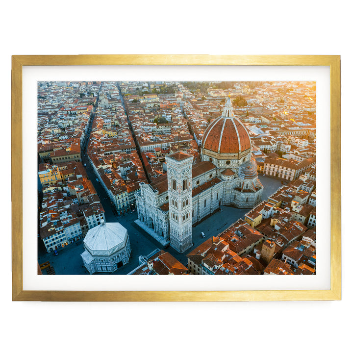 Florence Cathedral II, Tuscany, Italy – fine art print in a gold frame with white mat