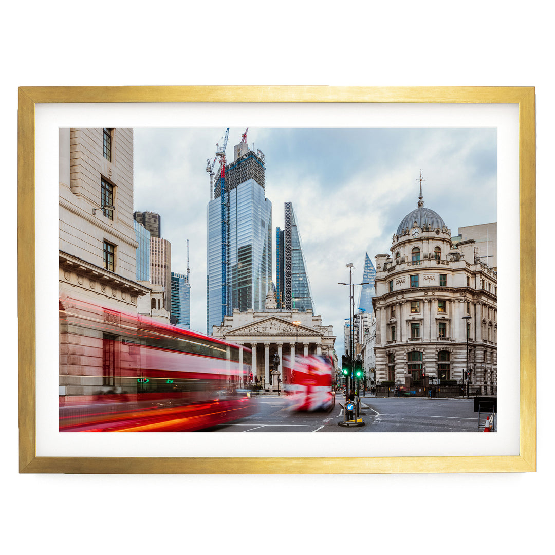 The City of London, England – fine art print in a gold frame with white mat