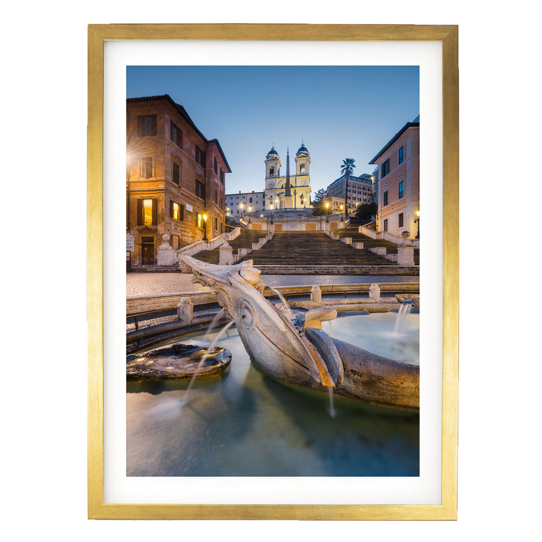 Spanish Steps, Rome II, Italy – fine art print in a gold frame with white mat