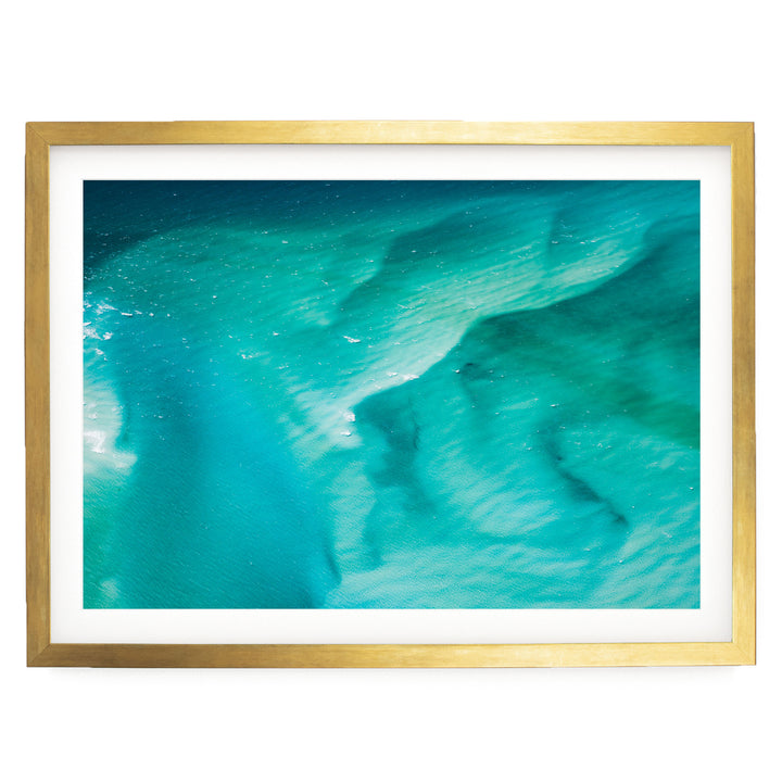 Ocean Abstract, Whitsundays, Australia – fine art print in a gold frame with white mat