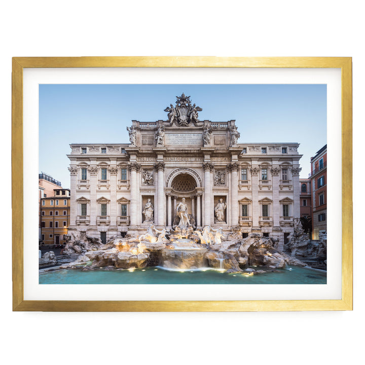 Trevi Fountain, Rome, Italy – fine art print in a gold frame with white mat