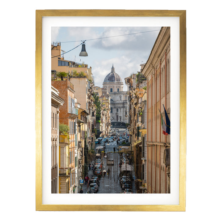 Monti Quarter, Rome, Italy – fine art print in a gold frame with white mat