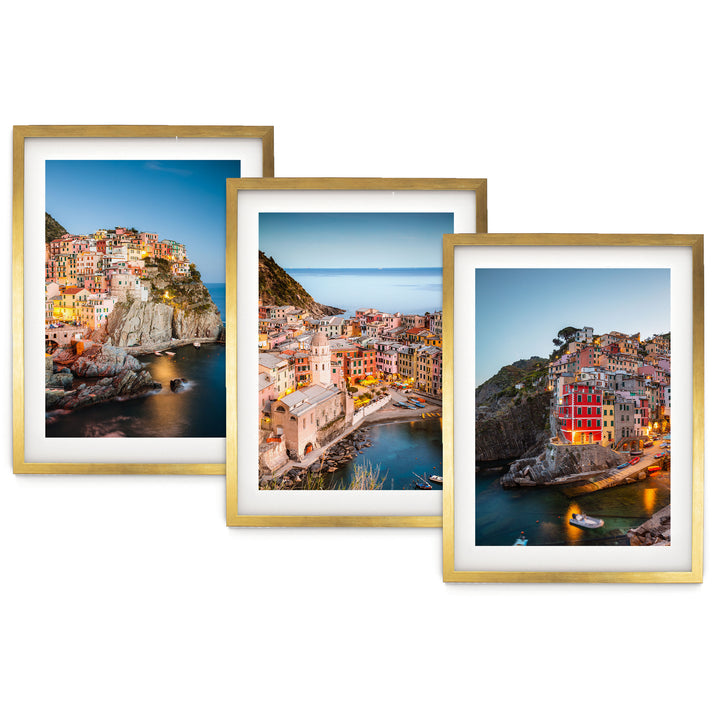 Cinque Terre, Liguria, Italy – Print Set – fine art print set in gold frames with white mats