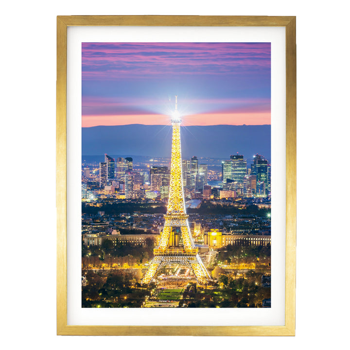 Night in Paris II, France – fine art print in a gold frame with white mat