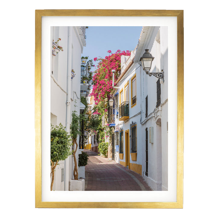 Summer Memories, Marbella, Spain – fine art print in a gold frame with white mat