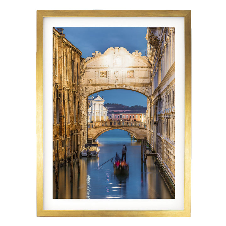 Bridge of Sighs, Venice, Italy – fine art print in a gold frame with white mat