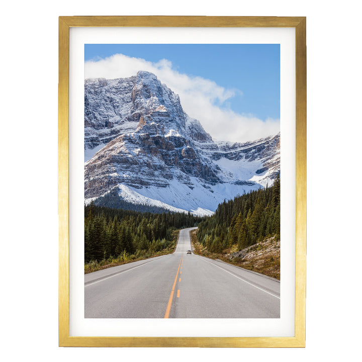 Icefields Parkway, Alberta, Canada – fine art print in a gold frame with white mat
