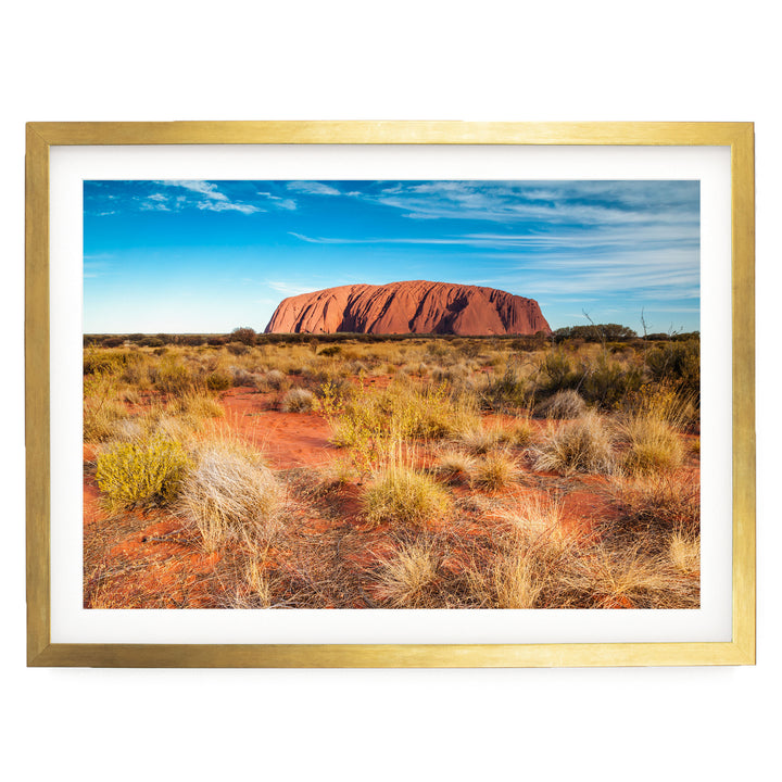 Uluru at Sunset I, Northern Territory, Australia – fine art print in a gold frame with white mat