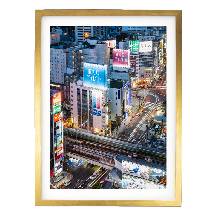 Tokyo Nights I, Japan – fine art print in a gold frame with white mat