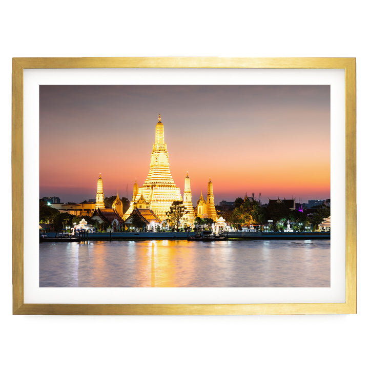 Wat Arun, Bangkok, Thailand – fine art print in a gold frame with white mat